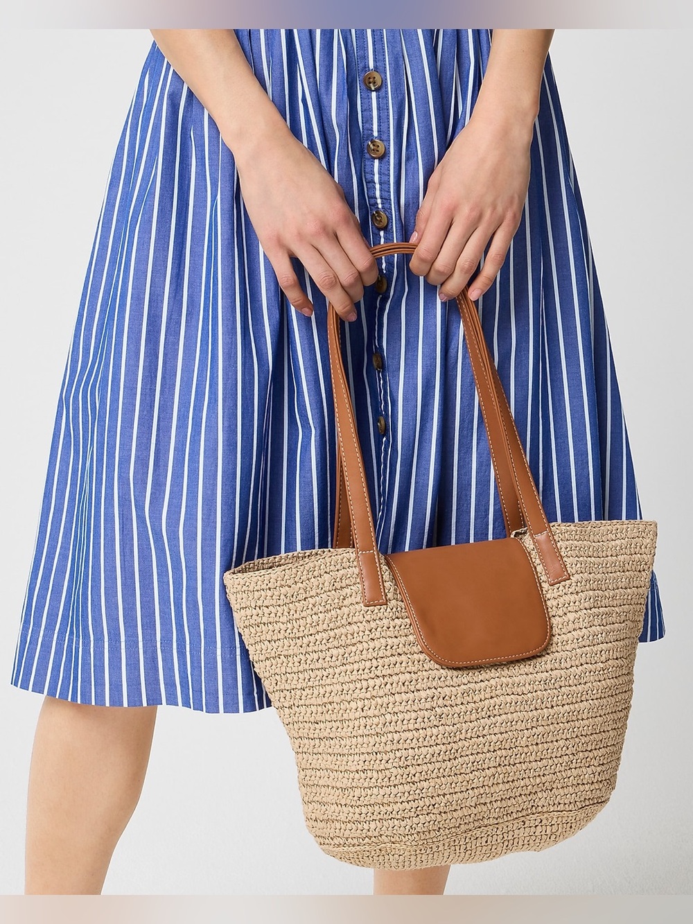 NWT J. Crew Straw tote bag in Toasted Raffia